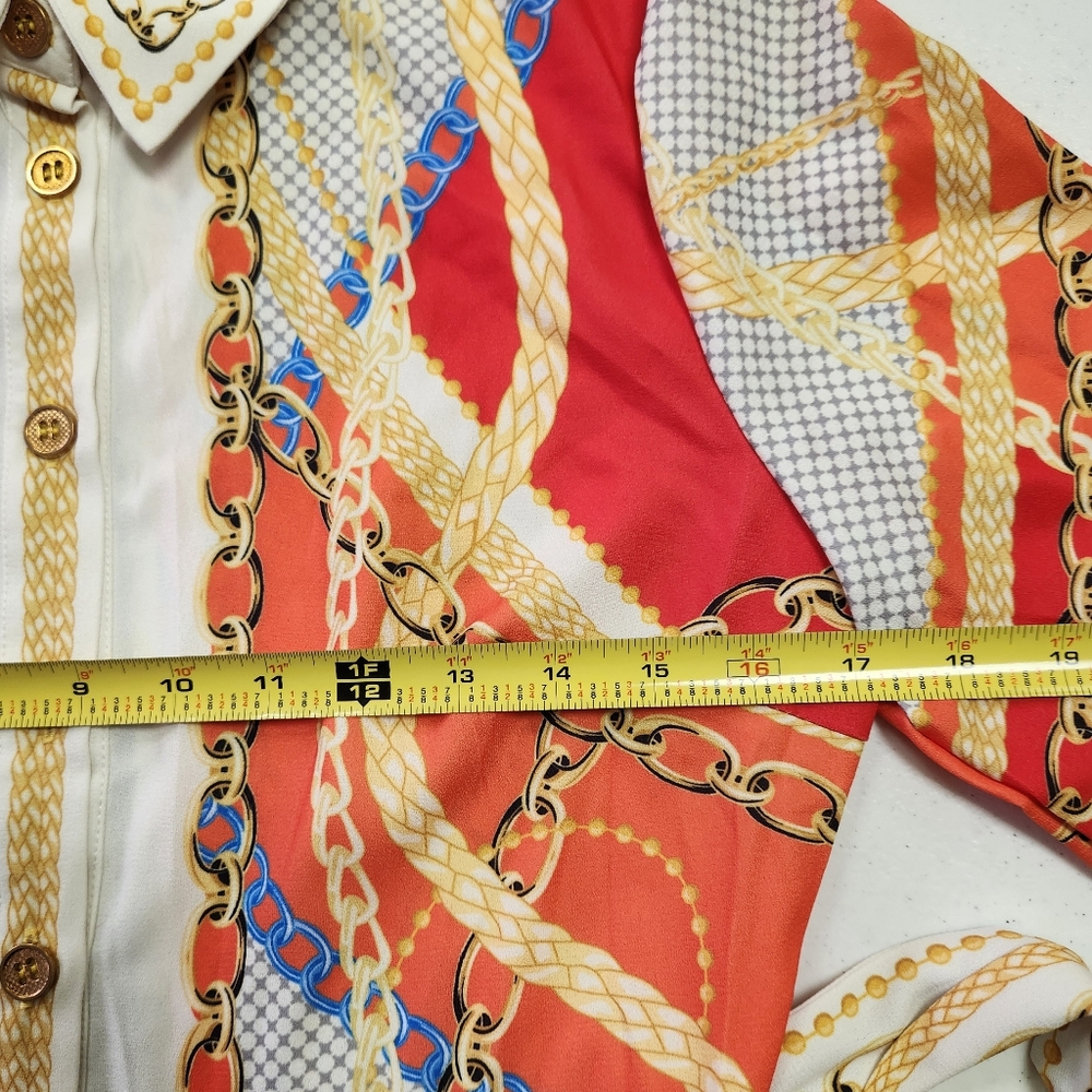 Flying Tomato Chain Patterned Buttoned Front Dress -Easy care fabric! - Picture 15 of 16